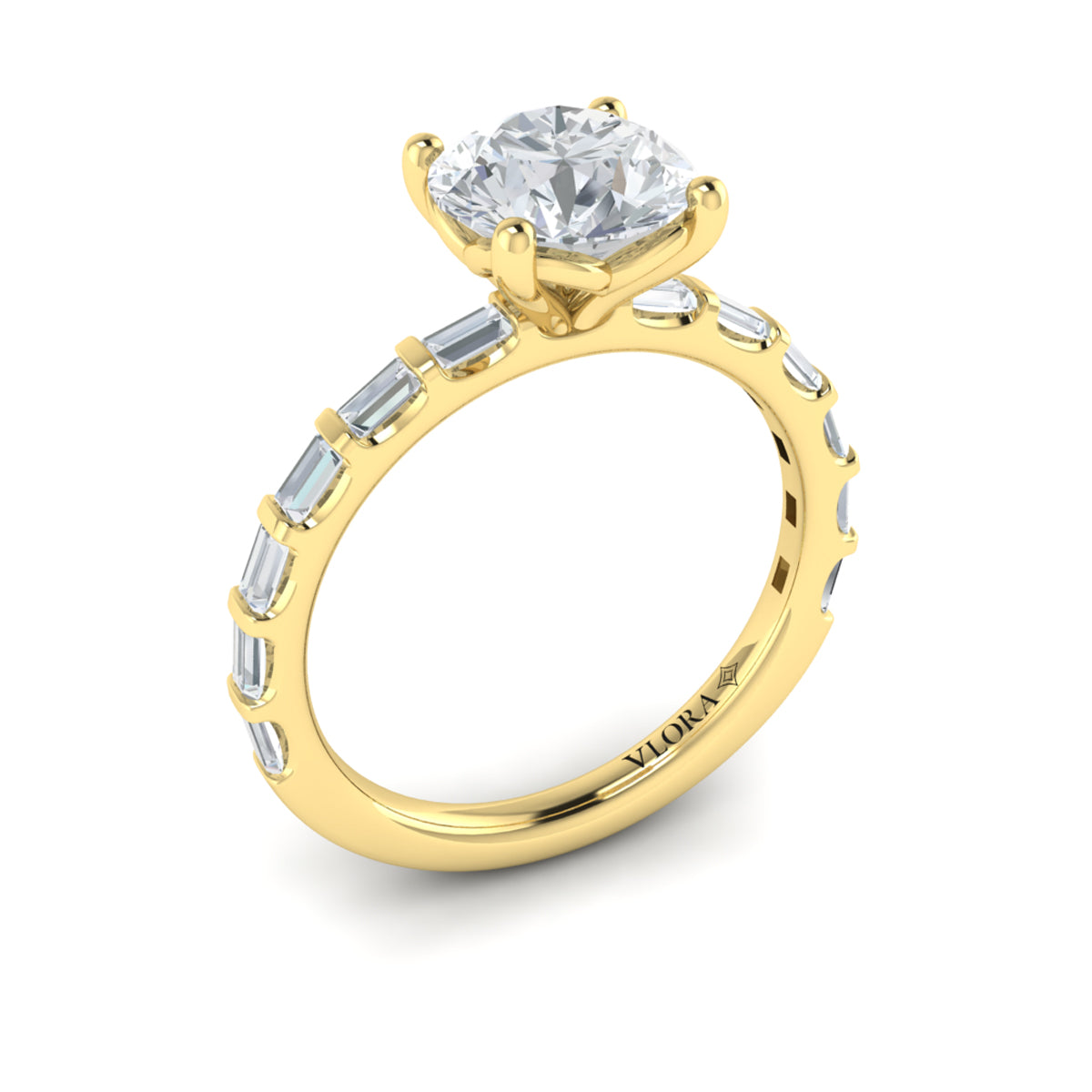 14kt Yellow Gold Baguette Diamond Engagement Ring