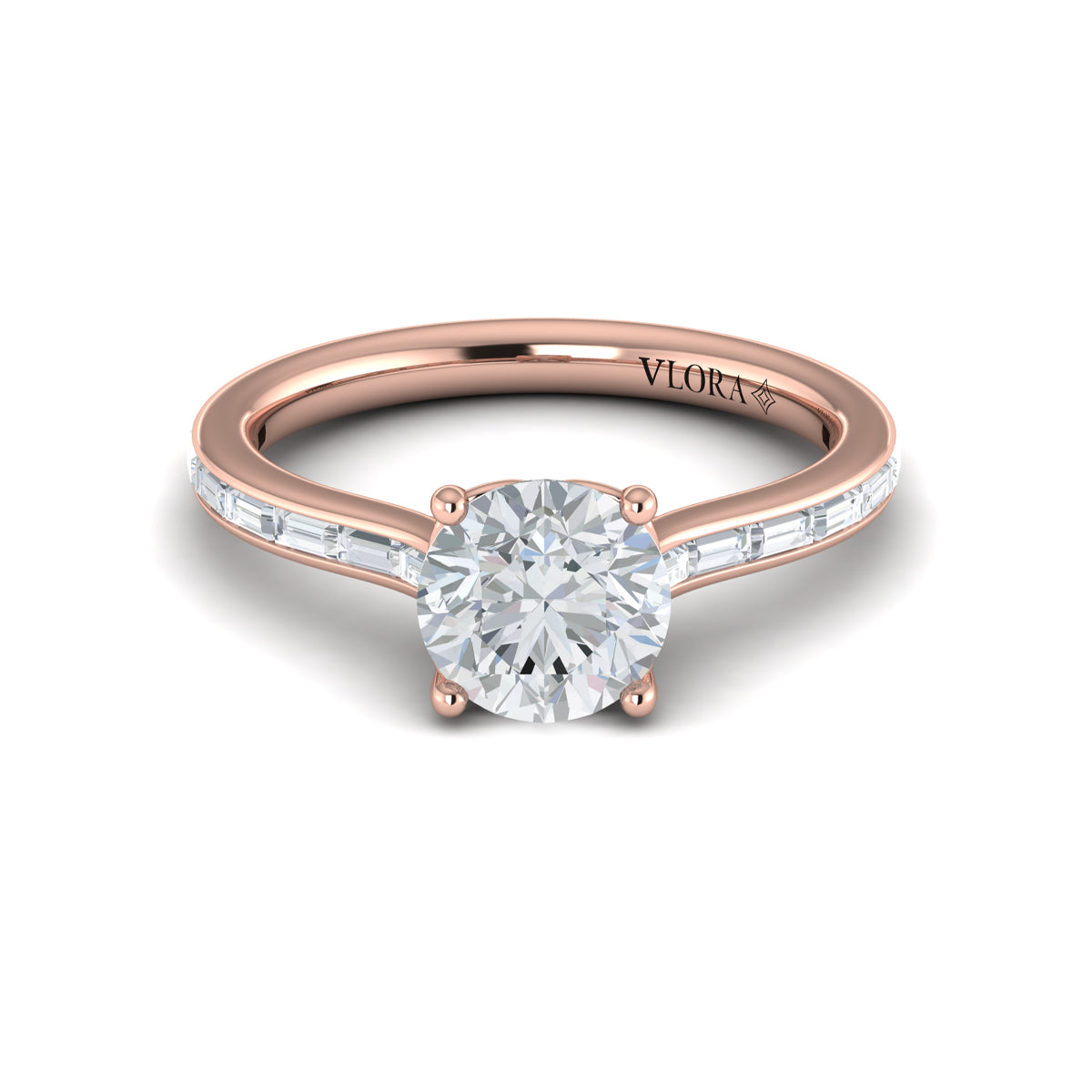 14kt Rose Gold Waterfall Diamond Engagement Ring
