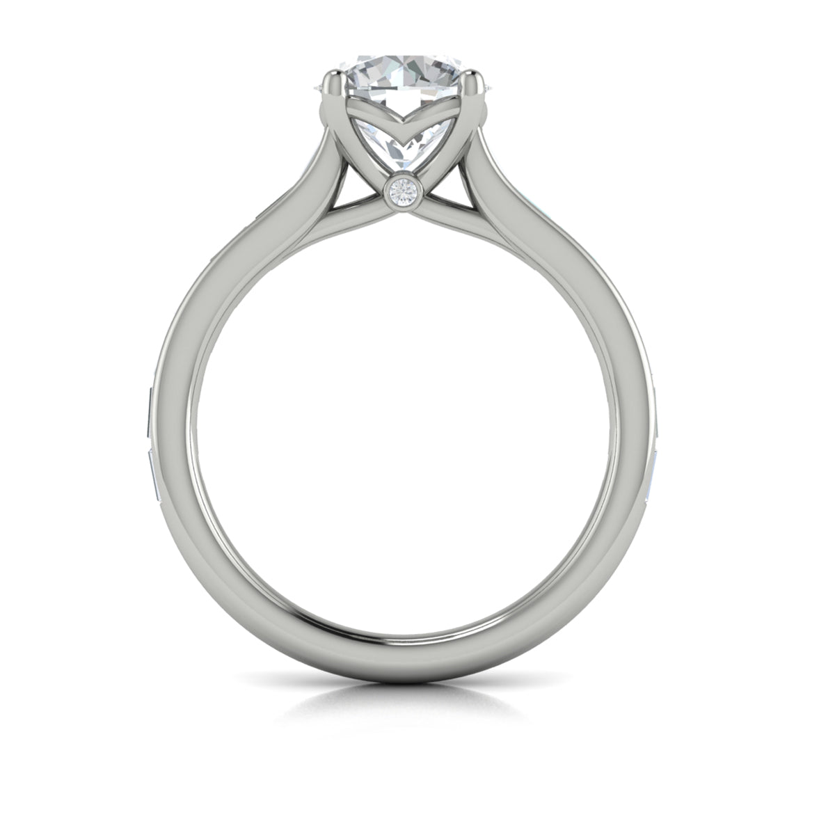 14K White Gold Baguette Diamond Waterfall Engagement Ring