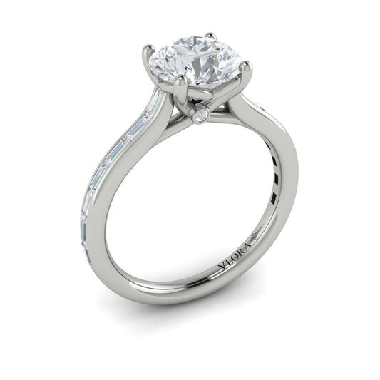14K White Gold Baguette Diamond Waterfall Engagement Ring