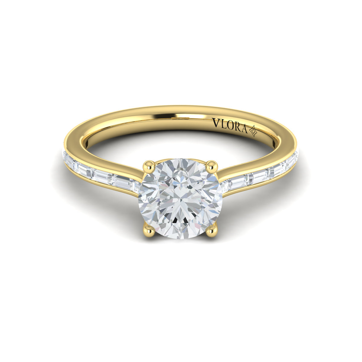 14kt Yellow Gold Baguette Diamond Waterfall Engagement Ring