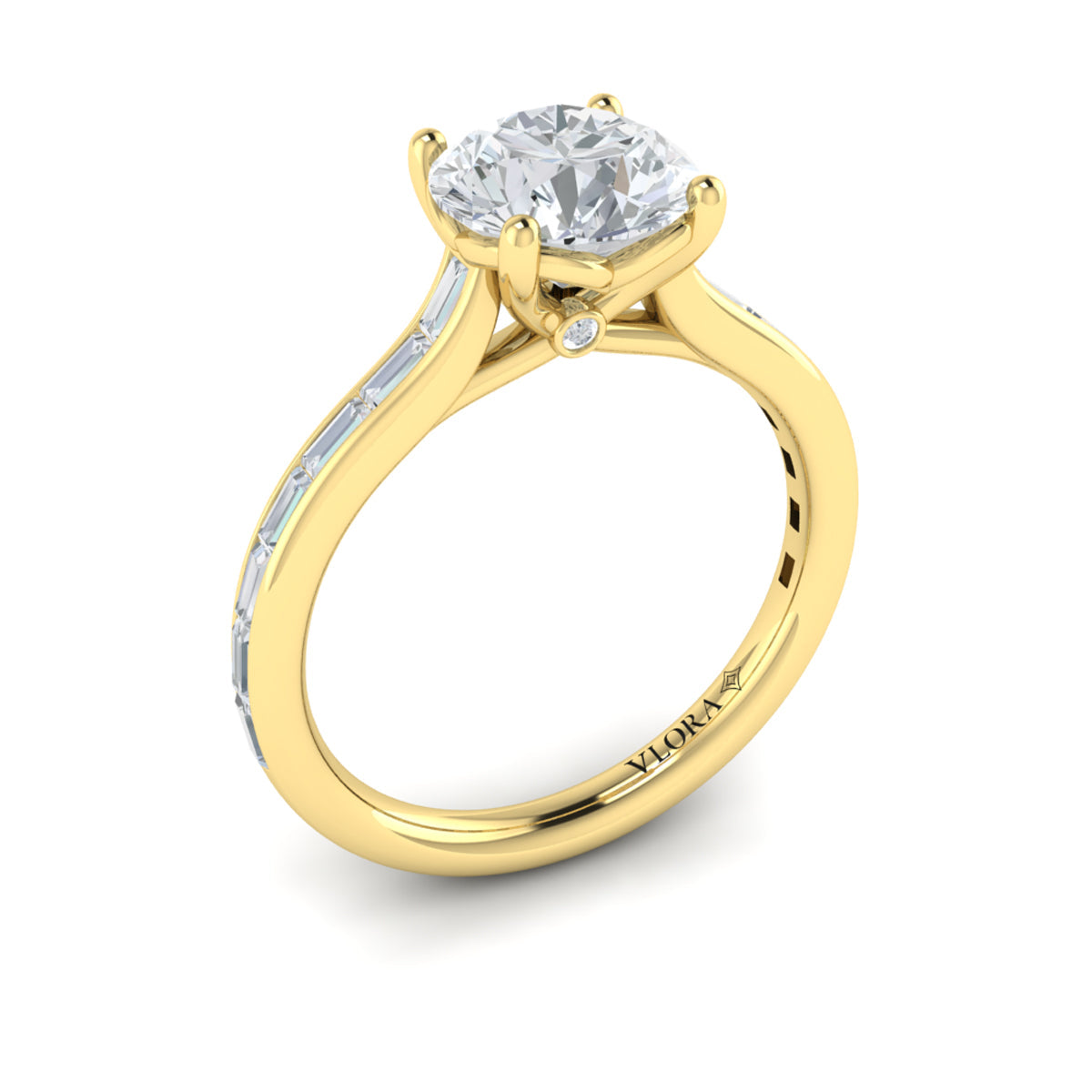 14kt Yellow Gold Baguette Diamond Waterfall Engagement Ring