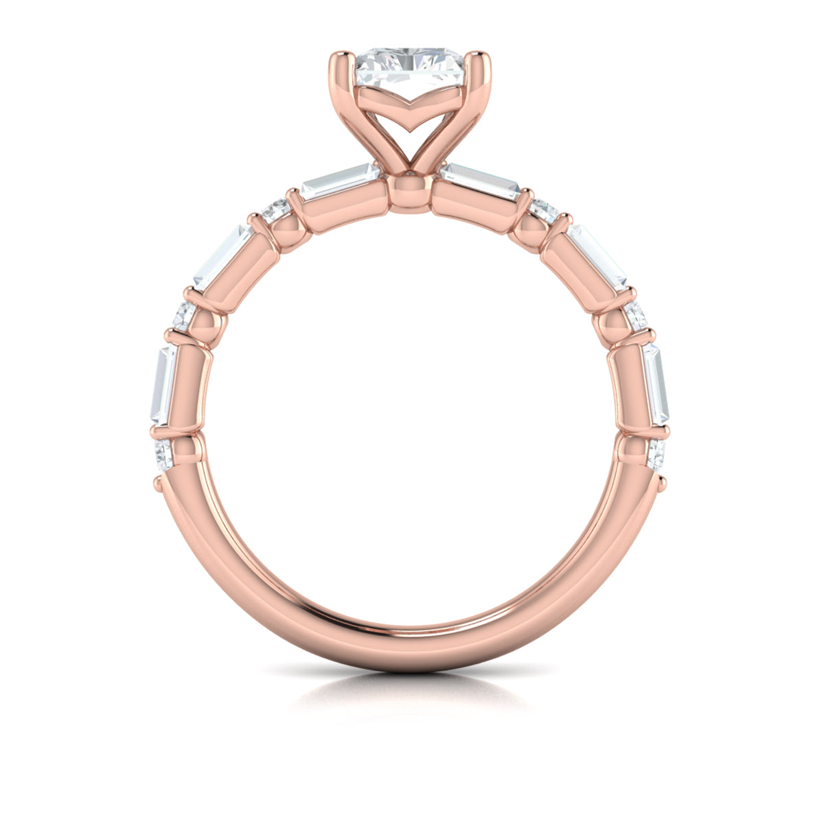 14kt Rose Gold Emerald Cut Diamond Engagement Ring