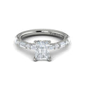 14K White Gold Emerald Cut Diamond Engagement Ring
