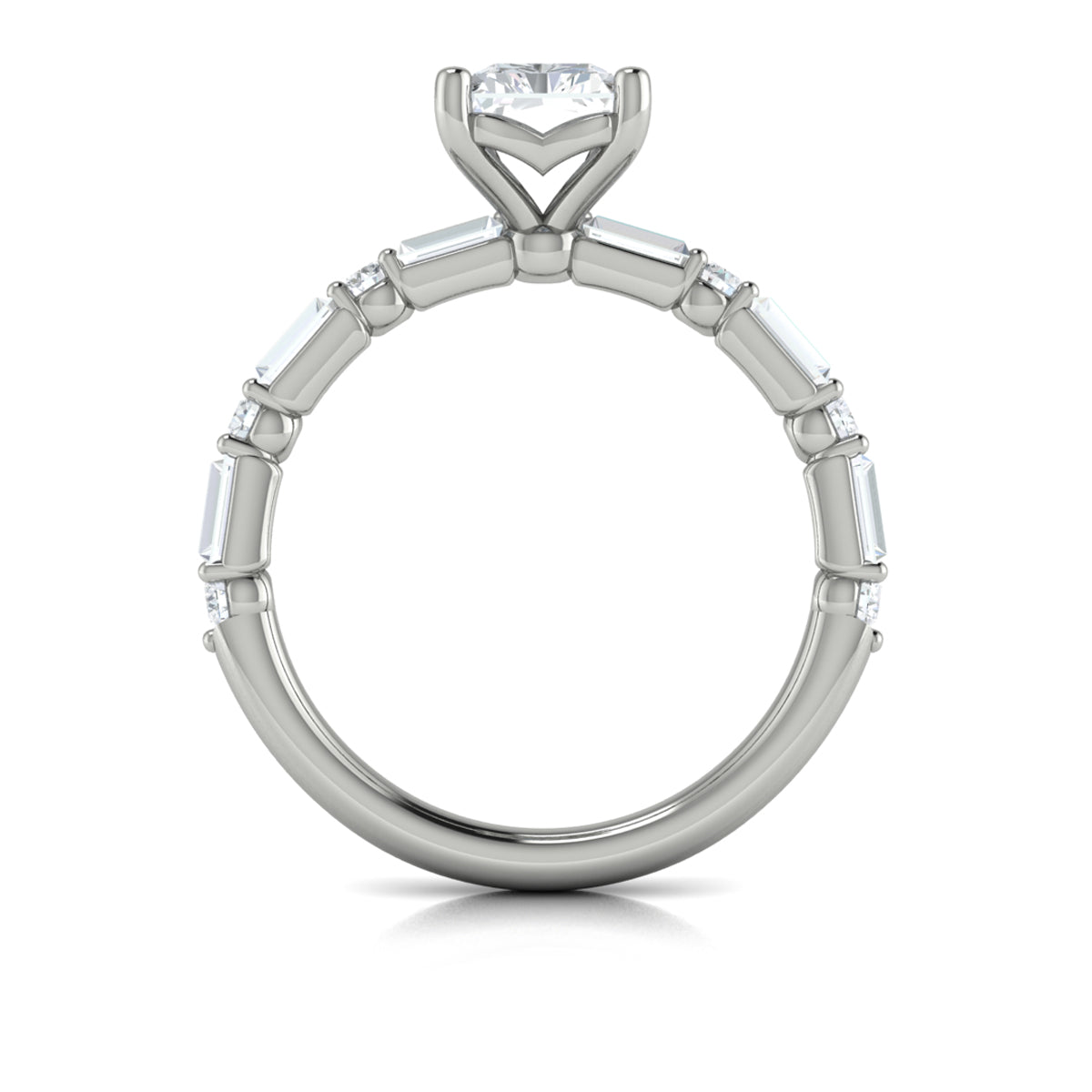14K White Gold Emerald Cut Diamond Engagement Ring
