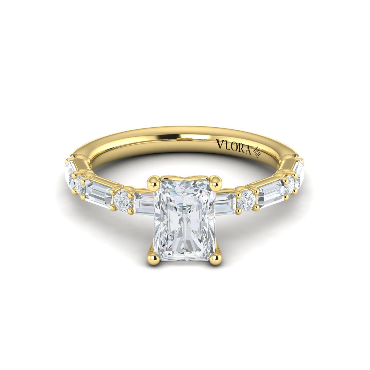 14kt Yellow Gold Emerald Cut Diamond Engagement Ring