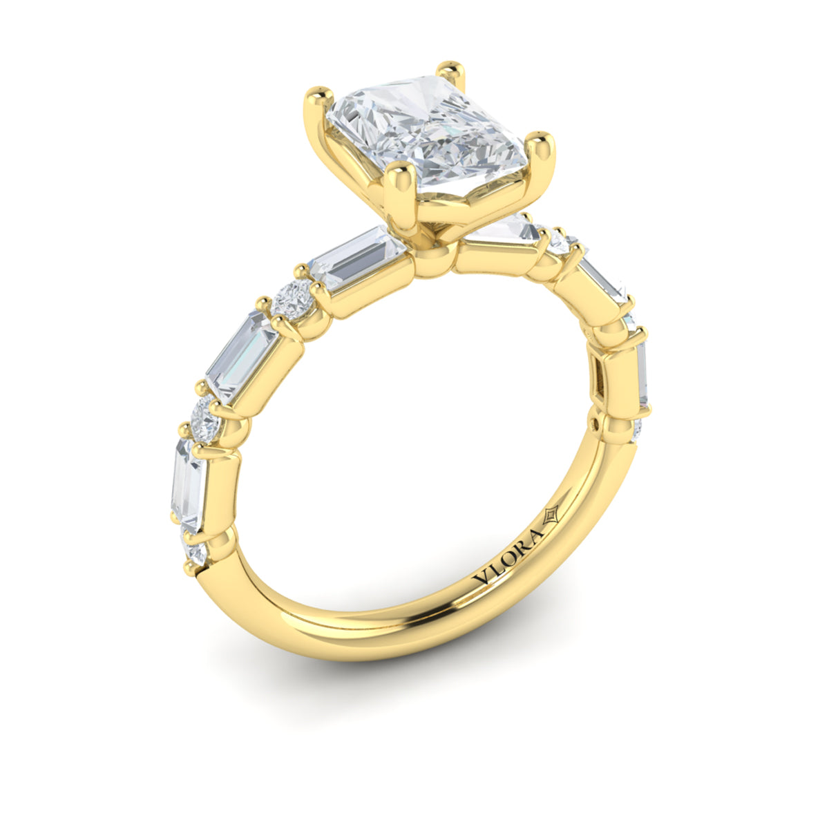 14kt Yellow Gold Emerald Cut Diamond Engagement Ring