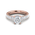 18kt Rose Gold Emerald Cut Oval Diamond Engagement Ring