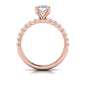 18kt Rose Gold Emerald Cut Oval Diamond Engagement Ring