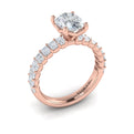 18kt Rose Gold Emerald Cut Oval Diamond Engagement Ring