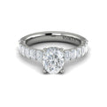 14K White Gold Emerald Cut Oval Diamond Engagement Ring