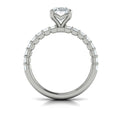14K White Gold Emerald Cut Oval Diamond Engagement Ring