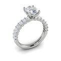 14K White Gold Emerald Cut Oval Diamond Engagement Ring