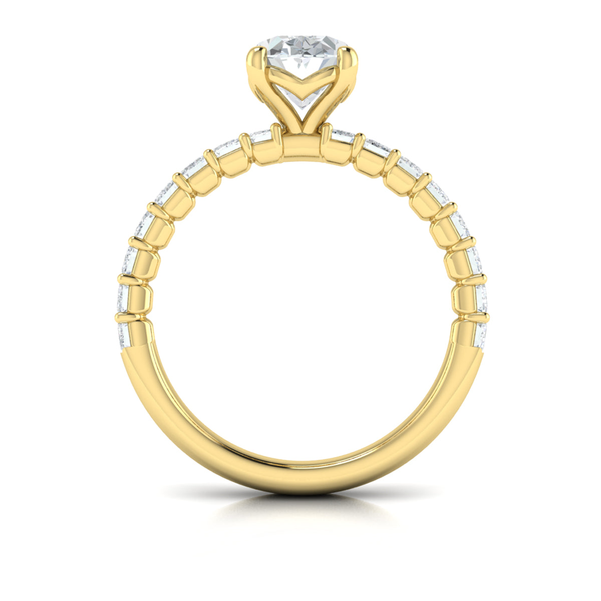 18kt Yellow Gold Emerald Cut Oval Engagement Ring