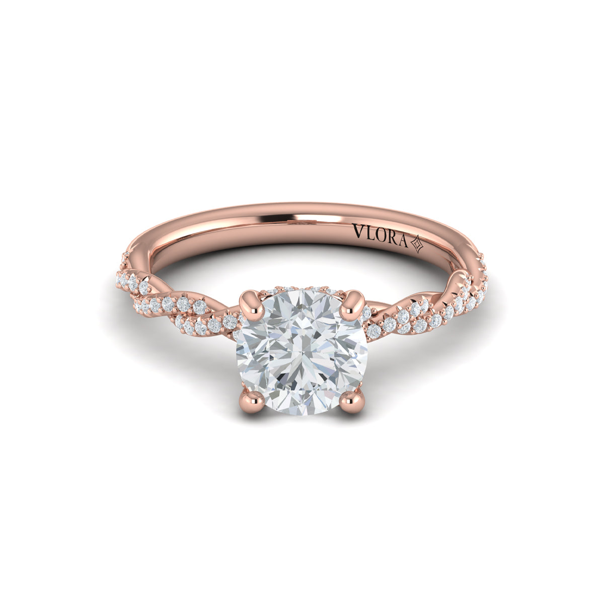 14kt Rose Gold Round Diamond Entwined Engagement Ring