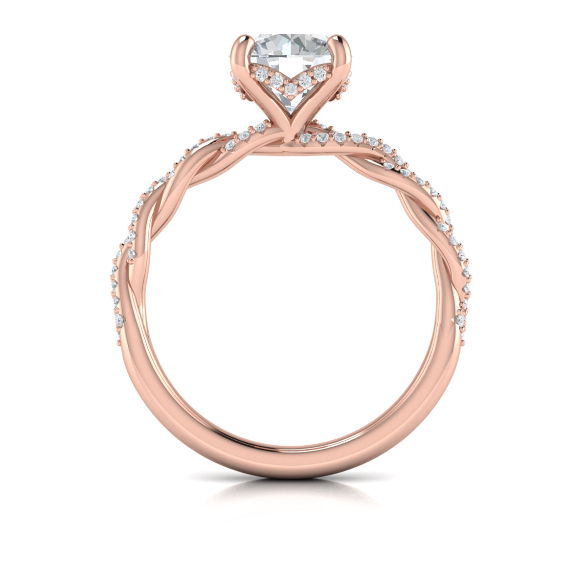 14kt Rose Gold Round Diamond Entwined Engagement Ring