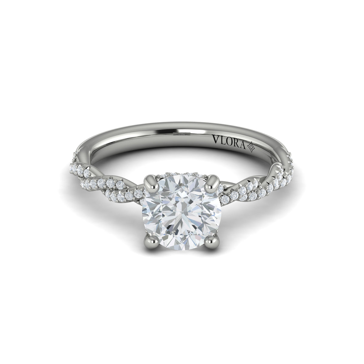 14K White Gold Entwined Diamond Engagement Ring