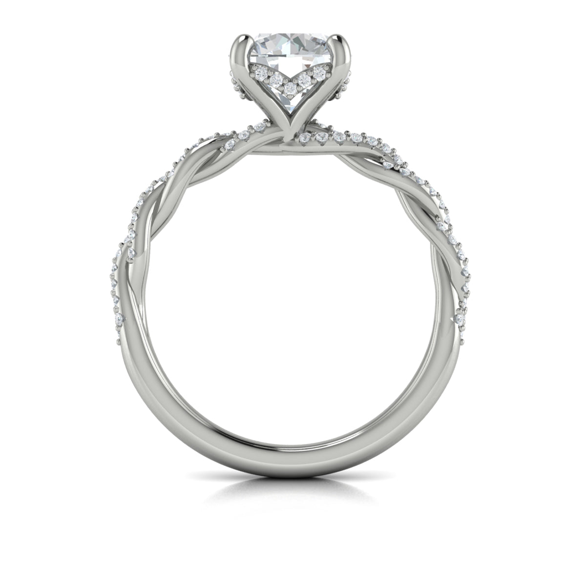 14K White Gold Entwined Diamond Engagement Ring