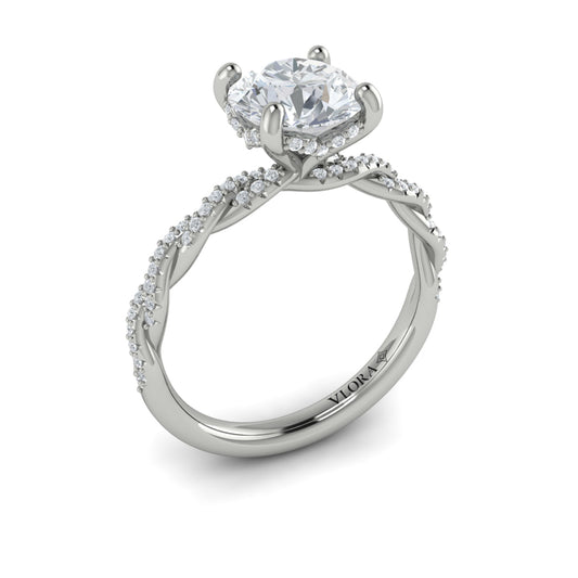 14K White Gold Entwined Diamond Engagement Ring