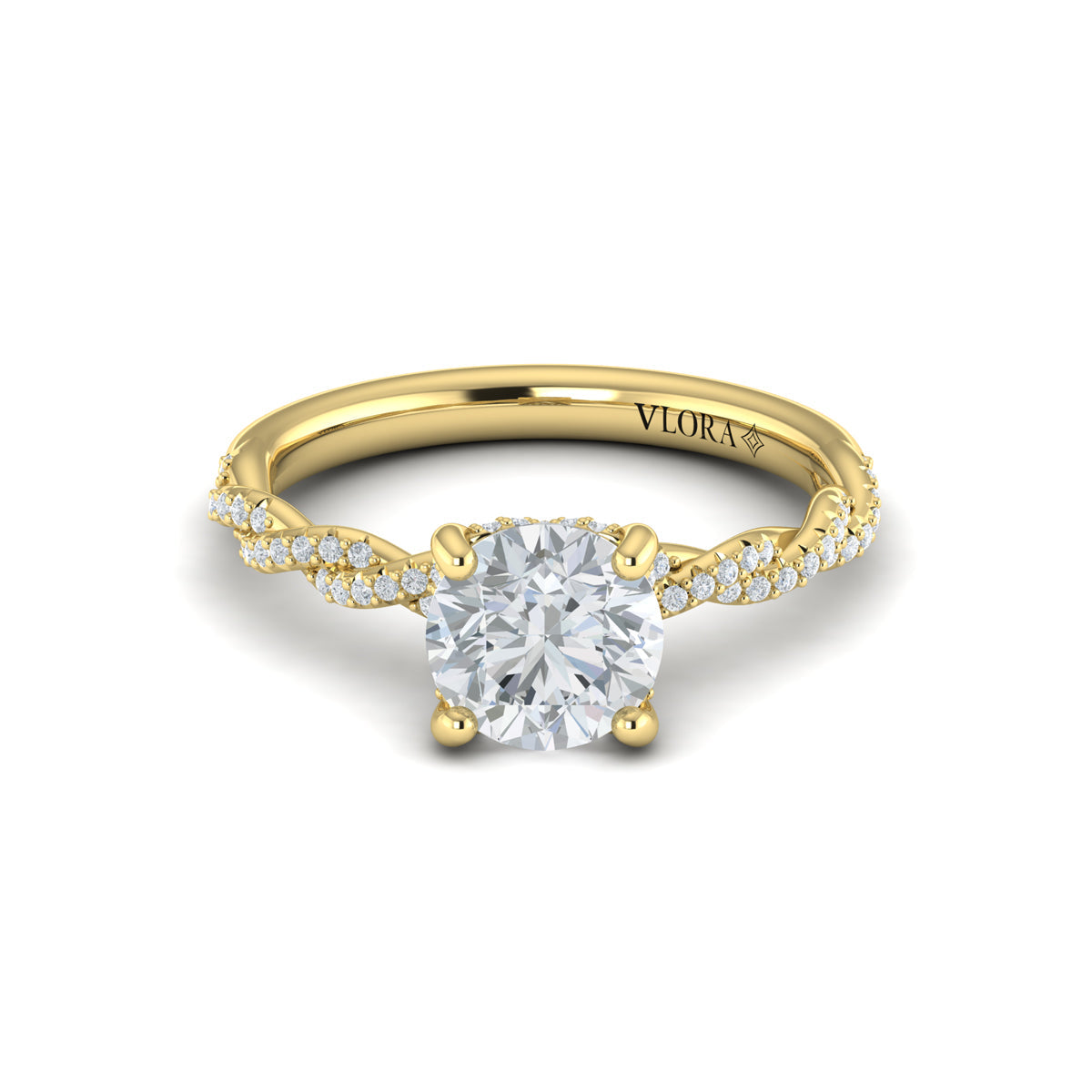 14kt Yellow Gold Round Diamond Entwined Engagement Ring
