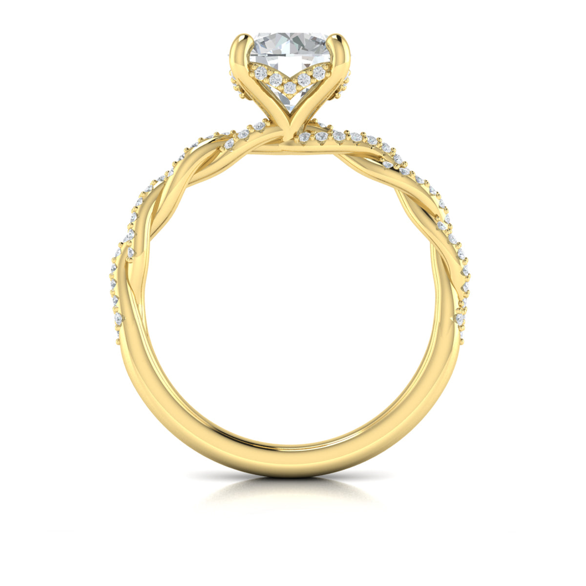 14kt Yellow Gold Round Diamond Entwined Engagement Ring
