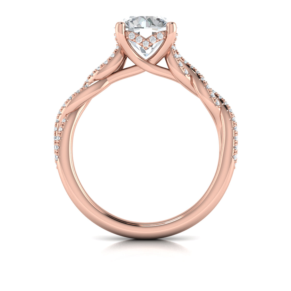 14kt Rose Gold Round Diamond Twist Engagement Ring