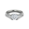 14K White Gold Twist Diamond Hidden Halo Engagement Ring