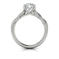 14K White Gold Twist Diamond Hidden Halo Engagement Ring