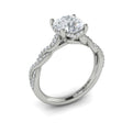 14K White Gold Twist Diamond Hidden Halo Engagement Ring