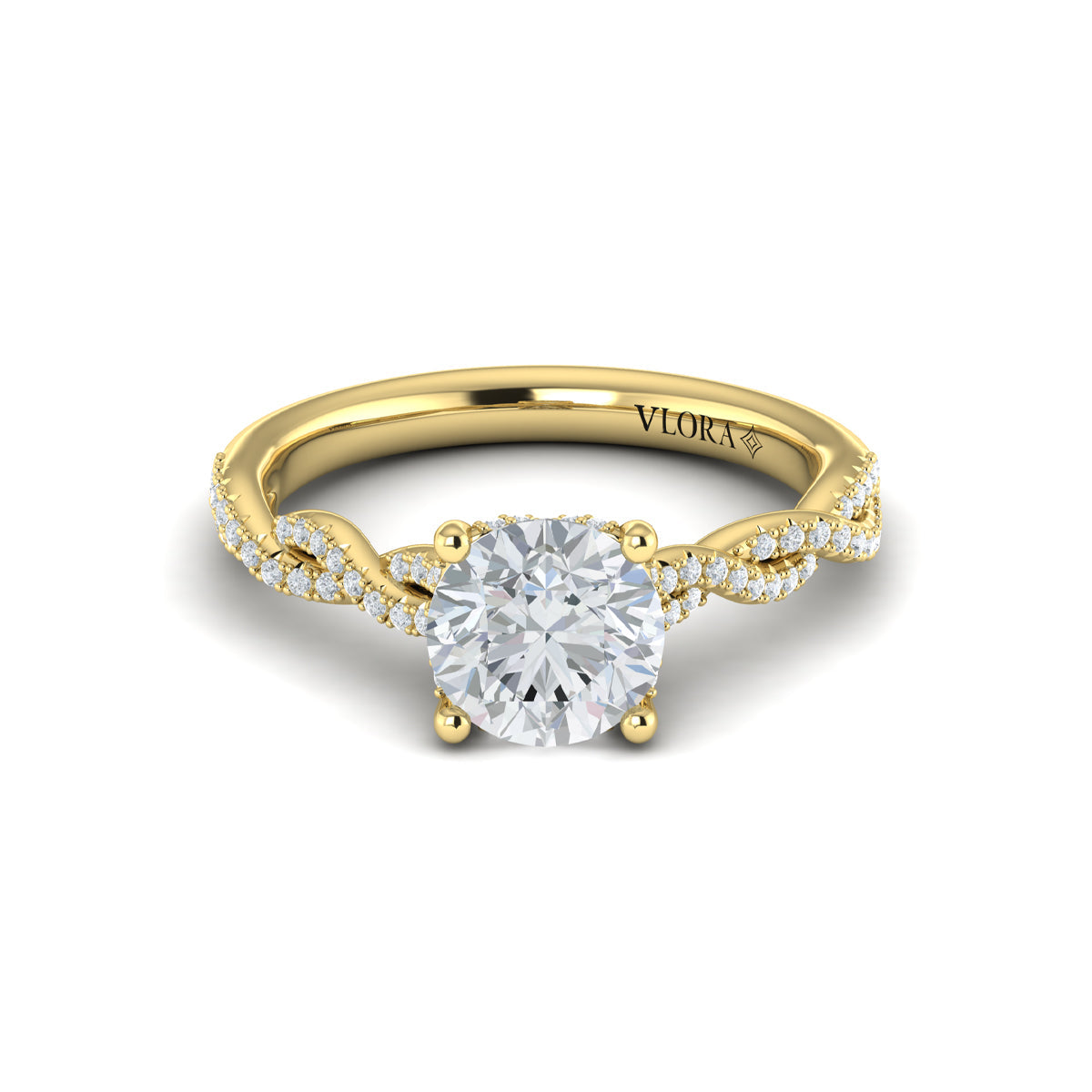 14kt Yellow Gold Round Diamond Twist Engagement Ring