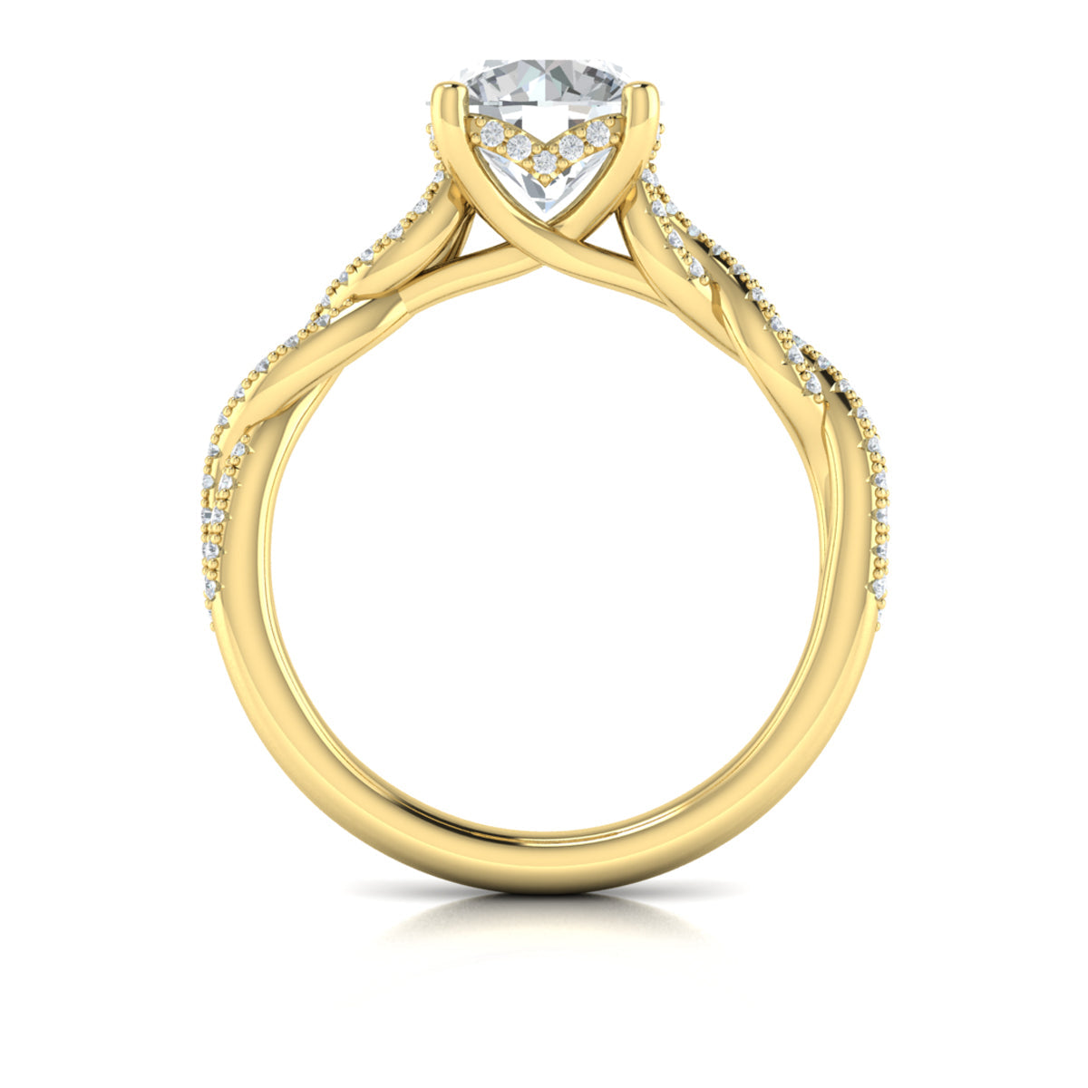 14kt Yellow Gold Round Diamond Twist Engagement Ring