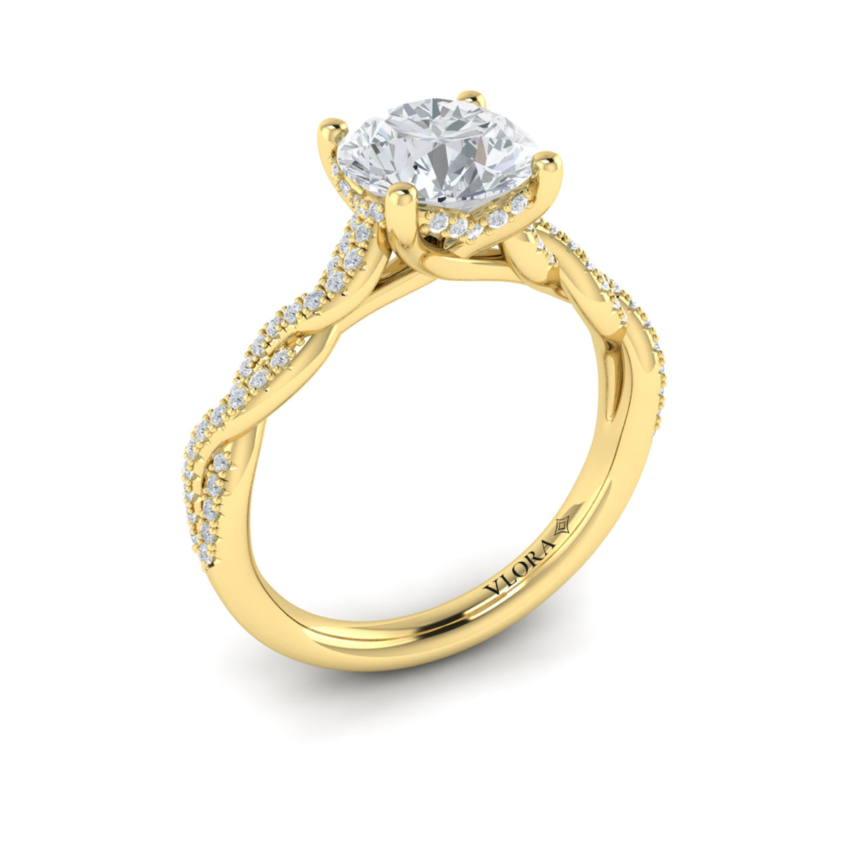 14kt Yellow Gold Round Diamond Twist Engagement Ring