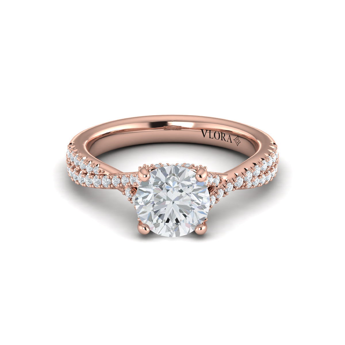 14kt Rose Gold Round Diamond Engagement Ring