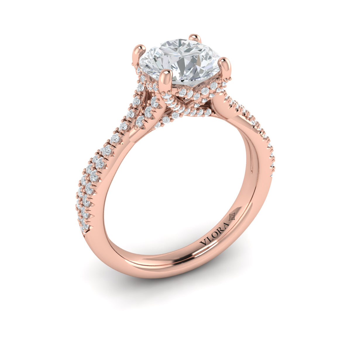 14kt Rose Gold Round Diamond Engagement Ring