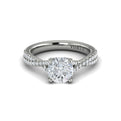 14K White Gold Woven Pave Round Diamond Engagement Ring