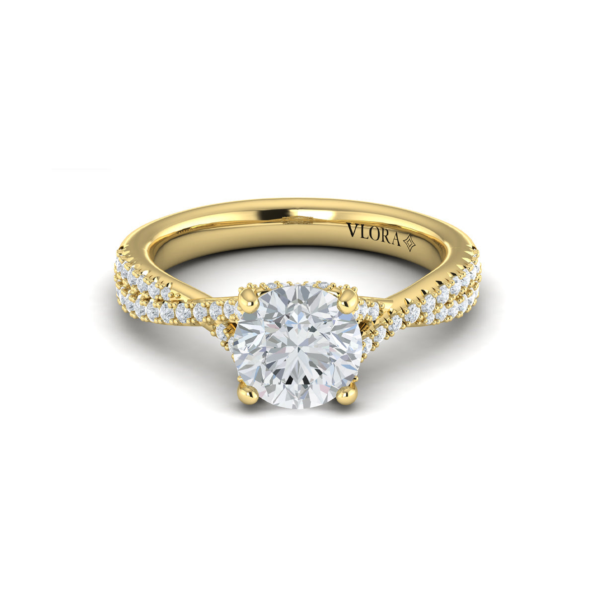 18kt Yellow Gold Round Diamond Woven Engagement Ring