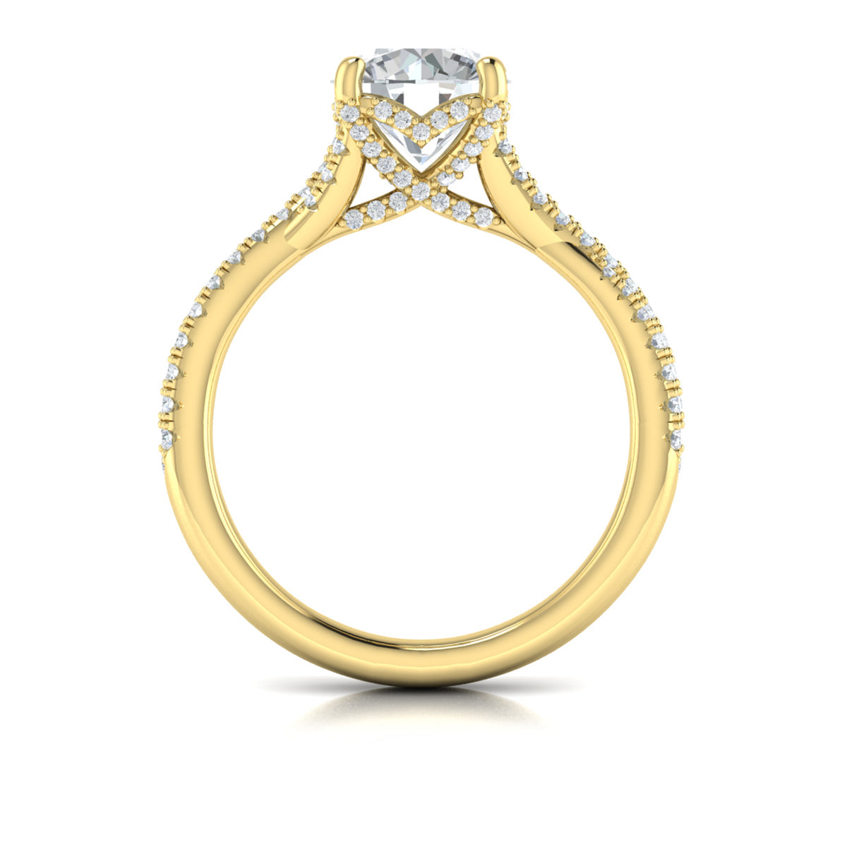 18kt Yellow Gold Round Diamond Woven Engagement Ring