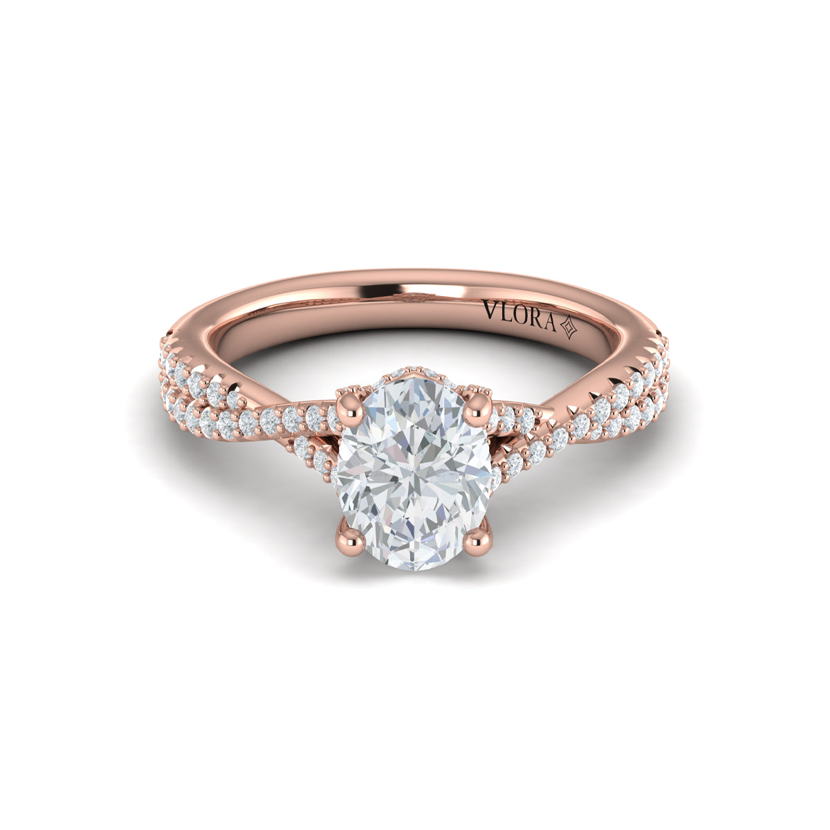 18kt Rose Gold Oval Diamond Engagement Ring