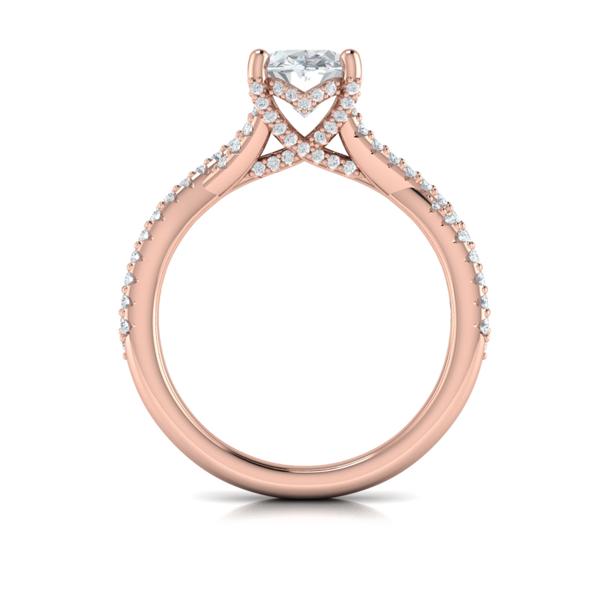 18kt Rose Gold Oval Diamond Engagement Ring
