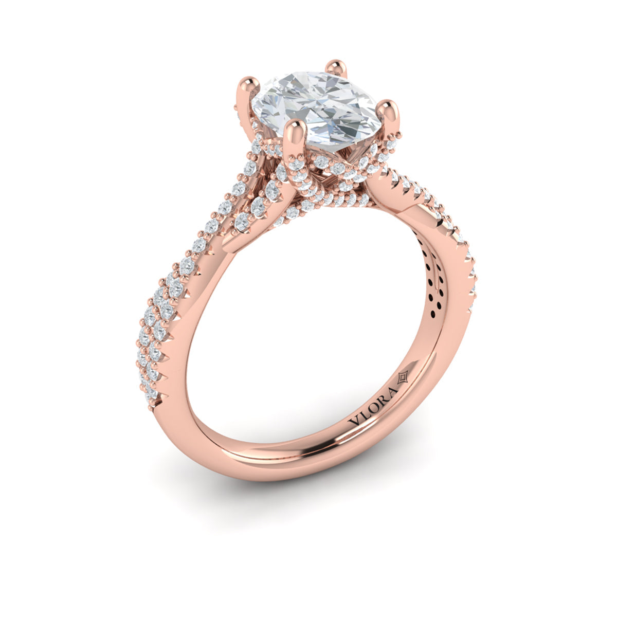 18kt Rose Gold Oval Diamond Engagement Ring