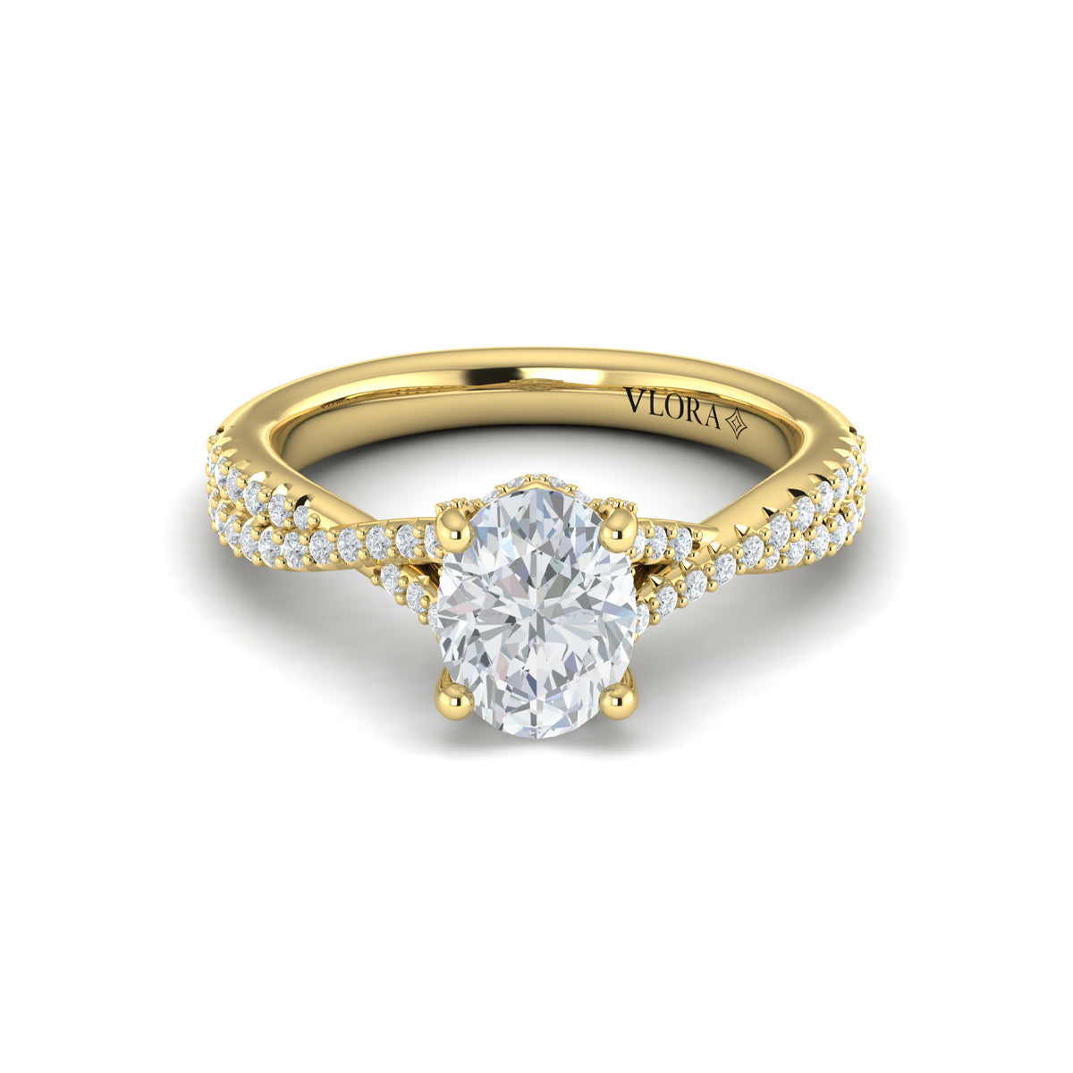 18kt Yellow Gold Oval Diamond Woven Engagement Ring