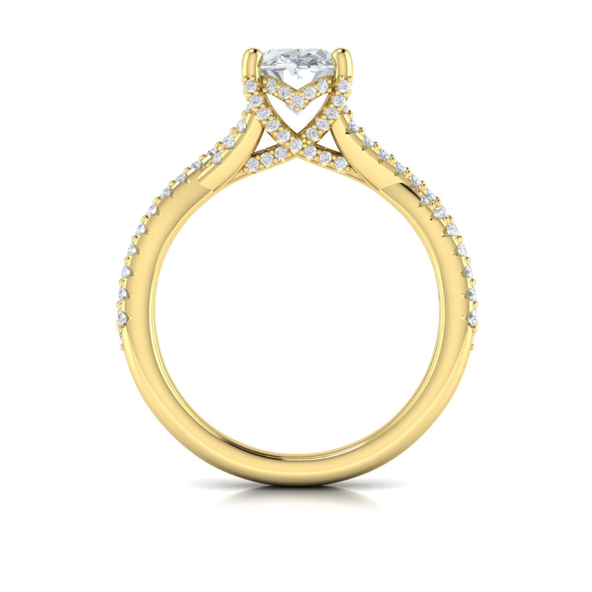 18kt Yellow Gold Oval Diamond Woven Engagement Ring