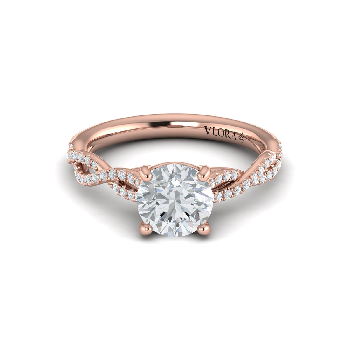 18kt Rose Gold Diamond Woven Strands Engagement Ring