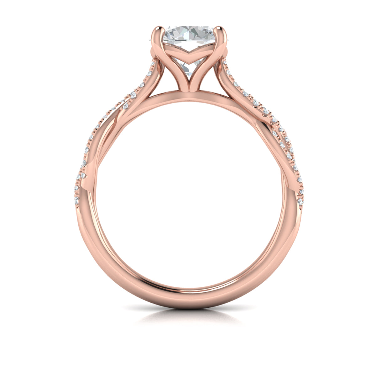 18kt Rose Gold Diamond Woven Strands Engagement Ring