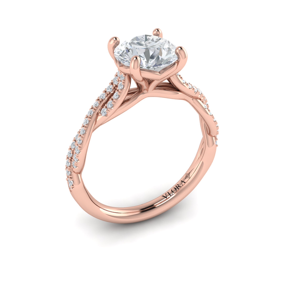 18kt Rose Gold Diamond Woven Strands Engagement Ring