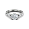 14K White Gold Woven Diamond Womens Engagement Ring