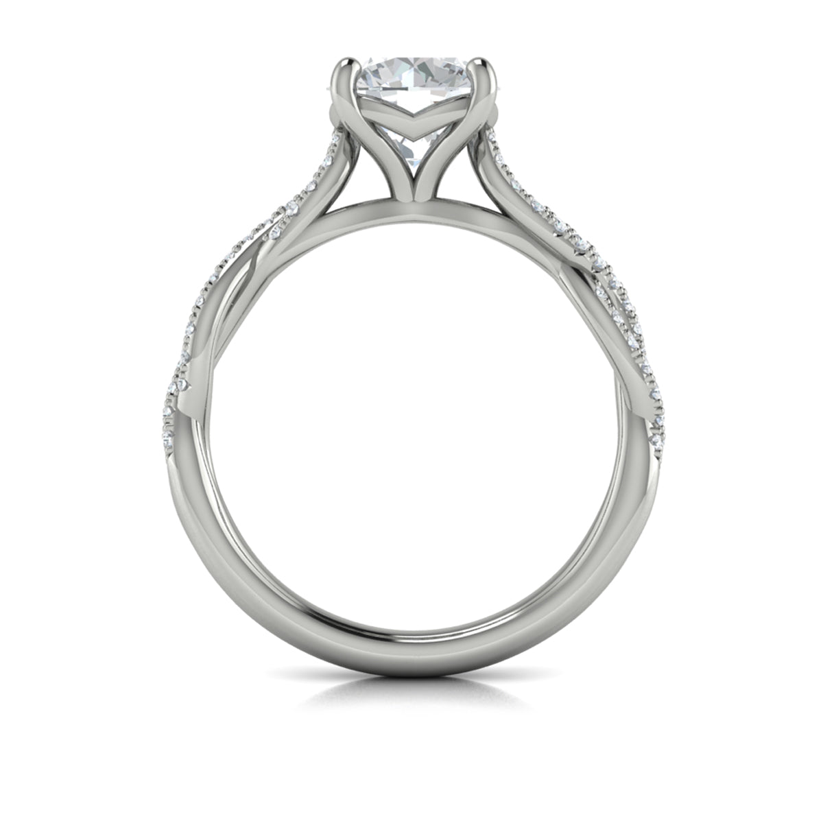 14K White Gold Woven Diamond Womens Engagement Ring