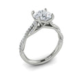 14K White Gold Woven Diamond Womens Engagement Ring