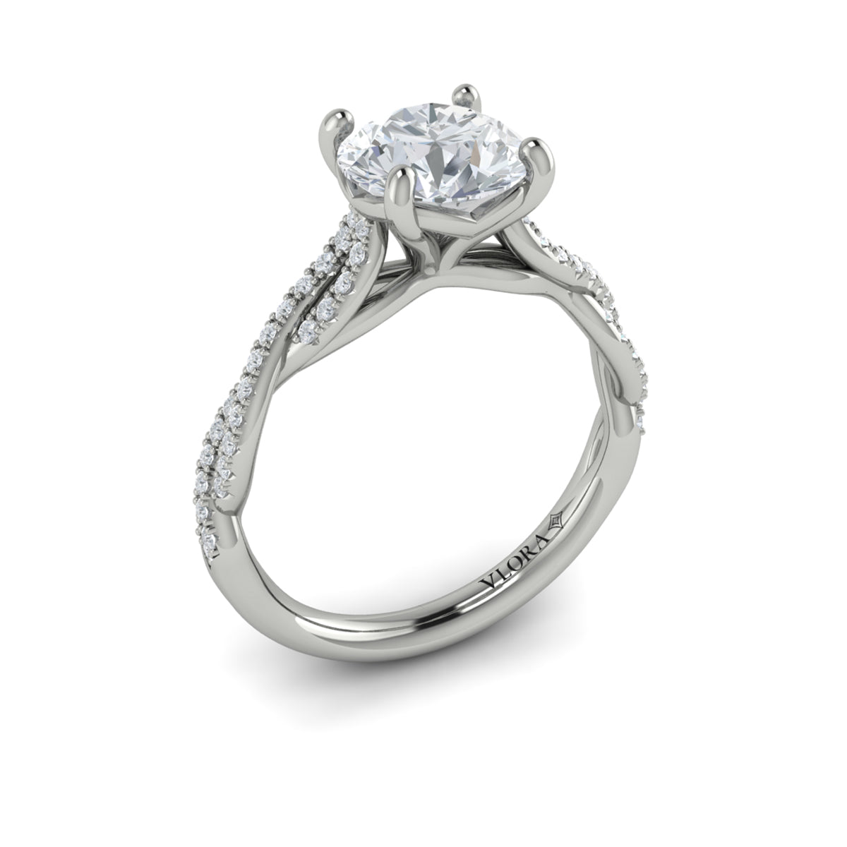 14K White Gold Woven Diamond Womens Engagement Ring