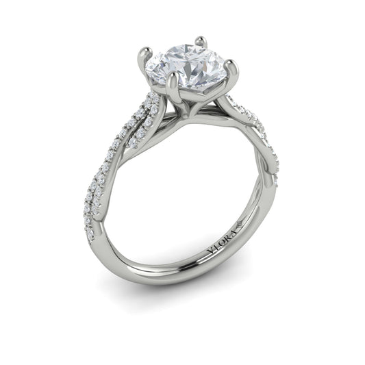 14K White Gold Woven Diamond Womens Engagement Ring